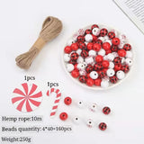 200Pcs Wooden Beads Set Christmas DIY Wreath Party Decor Bracelet Jewelry