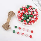 200Pcs Wooden Beads Set Christmas DIY Wreath Party Decor Bracelet Jewelry