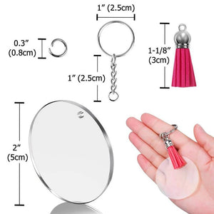 200Pcs Acrylic Keychain Blanks Clear Discs Set for DIY Keychain Crafting