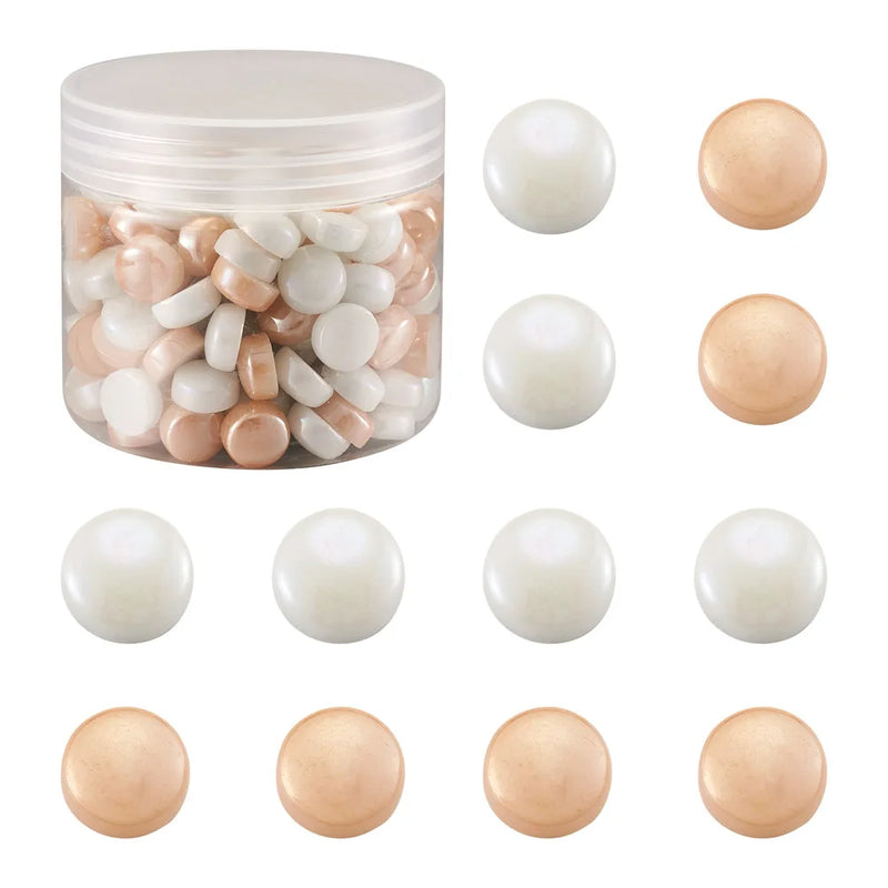 200Pcs Flat Round Mosaic Tiles Glass Cabochons for DIY Crafts Jewelry Making
