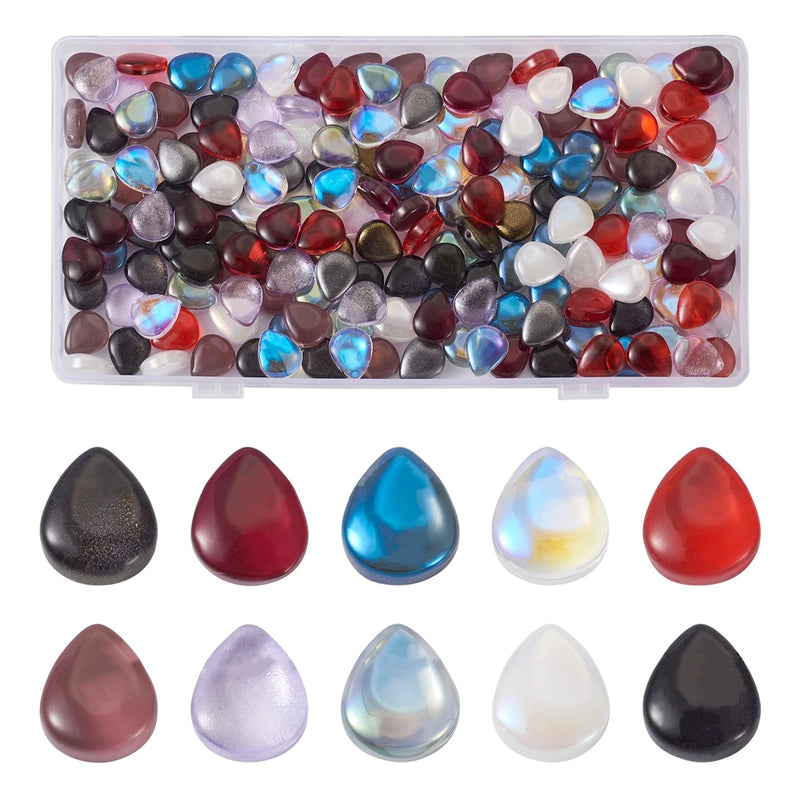 200Pcs Colorful Teardrop Glass Beads for Jewelry Making