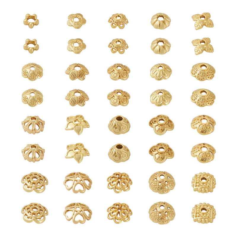 200Pcs Plated Flower Bead Caps Filigree Spacer Jewelry Making Diy
