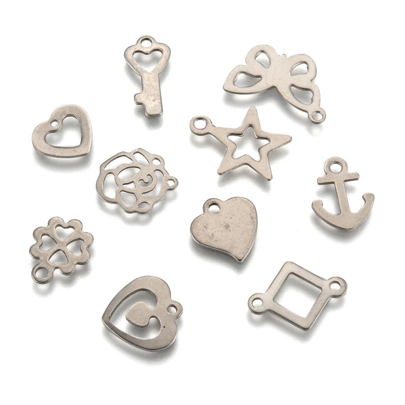 200Pcs Stainless Steel Pendants for DIY Jewelry Making