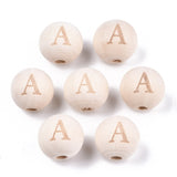 200Pcs Natural Wood Beads Round Alphabet Spacer Large Hole for Jewelry Making