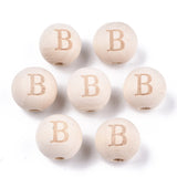 200Pcs Natural Wood Beads Round Alphabet Spacer Large Hole for Jewelry Making