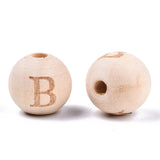 200Pcs Natural Wood Beads Round Alphabet Spacer Large Hole for Jewelry Making
