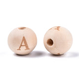 200Pcs Natural Wood Beads Round Alphabet Spacer Large Hole for Jewelry Making
