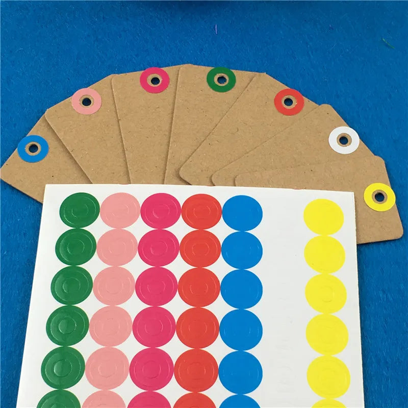 200Pcs Blank Brown Square Labels with Round Stickers for Toys and Jewelry