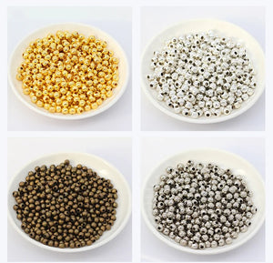 200Pcs Metal Round Beads for Jewelry Making DIY Bracelets Charms 2-8mm