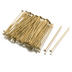 200Pcs Raw Brass Flat Head Pins 25-50mm DIY Jewelry Components