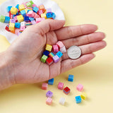 200Pcs Stripe Pattern Resin Beads for Jewelry Making
