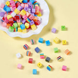 200Pcs Stripe Pattern Resin Beads for Jewelry Making