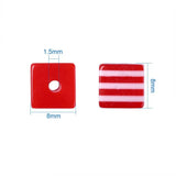 200Pcs Stripe Pattern Resin Beads for Jewelry Making