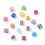 200Pcs Stripe Pattern Resin Beads for Jewelry Making