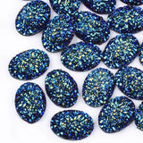 200Pcs Mixed Electroplate Druzy Resin Cabochons Oval Natural Stone