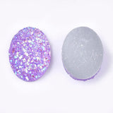 200Pcs Mixed Electroplate Druzy Resin Cabochons Oval Natural Stone