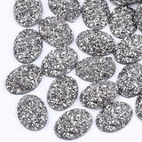 200Pcs Mixed Electroplate Druzy Resin Cabochons Oval Natural Stone
