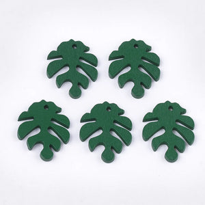200Pcs Monstera Leaf Wooden Pendants Summer Necklace Earrings DIY Jewelry Making