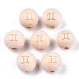 200Pcs Zodiac Sign Wooden Beads Constellations Spacer Beads