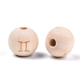 200Pcs Zodiac Sign Wooden Beads Constellations Spacer Beads