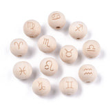 200Pcs Zodiac Sign Wooden Beads Constellations Spacer Beads