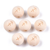 200Pcs Zodiac Sign Wooden Beads Constellations Spacer Beads