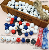 200Pcs Snowman Christmas Wooden Beads & Cords Set