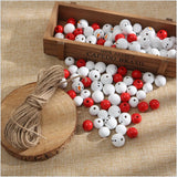 200Pcs Snowman Christmas Wooden Beads & Cords Set