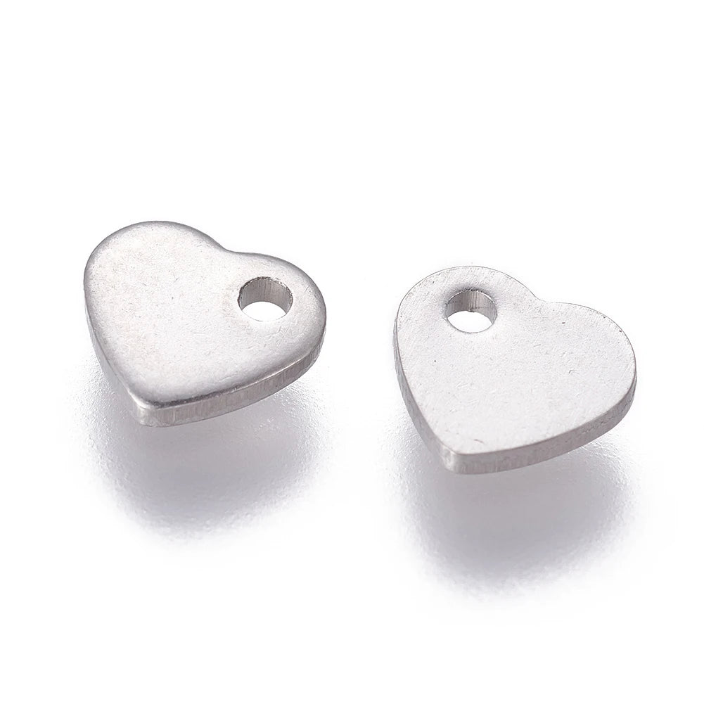 200Pcs Stainless Steel Heart Charms Pendant for DIY Jewelry Making 5x6x1mm