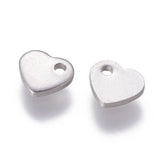 200Pcs Stainless Steel Heart Charms Pendant for DIY Jewelry Making 5x6x1mm