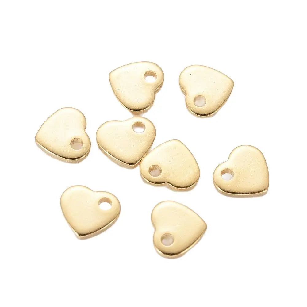 200Pcs Stainless Steel Heart Charms Pendant for DIY Jewelry Making 5x6x1mm