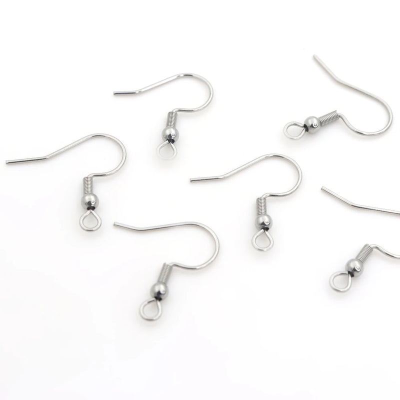 200Pcs Stainless Steel Earring Hooks Ear Wire Hook Jewelry Findling Diy