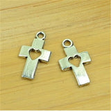 200Pcs/lot Hollow Heart Cross Charms 10x18MM Metal Pendant
