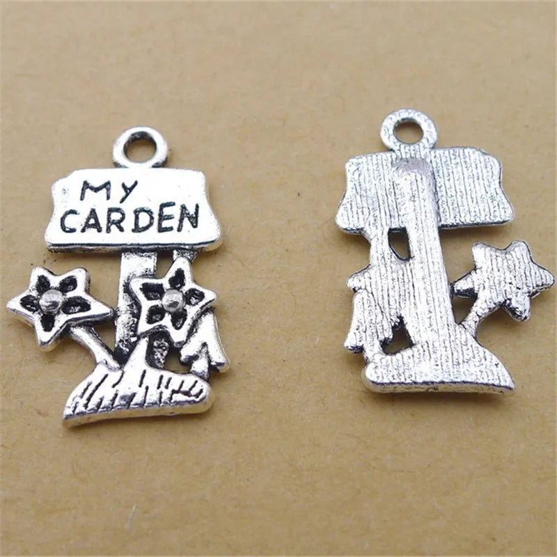 200Pcs My CARDEN Charms 15x22MM Flower Charms for DIY Jewelry