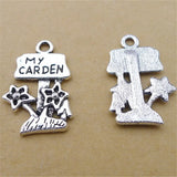 200Pcs My CARDEN Charms 15x22MM Flower Charms for DIY Jewelry