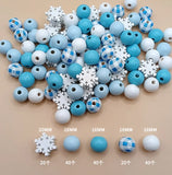 200Pcs Snowflake Round Wood Beads & Stretch Cords Hemp Rope - 10m