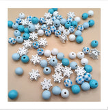 200Pcs Snowflake Round Wood Beads & Stretch Cords Hemp Rope - 10m
