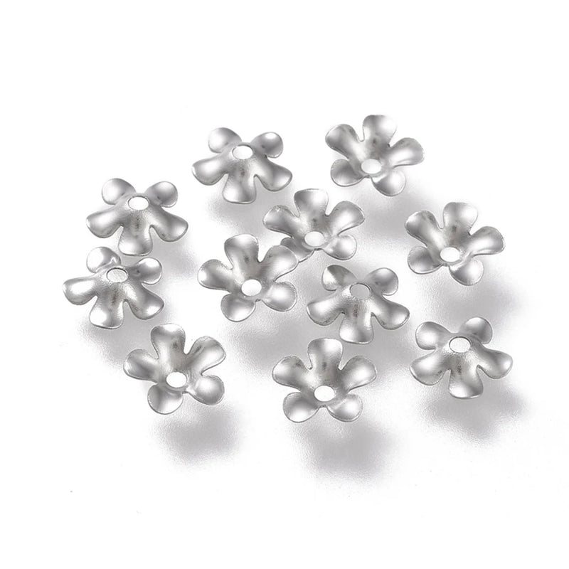 200pc 304 Stainless Steel Bead Caps Flower Shape Spacer Beads Jewelry Making