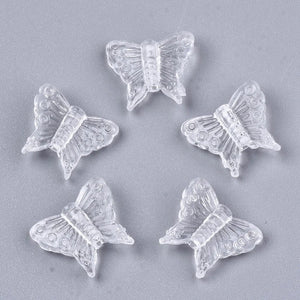 200pc Butterfly Transparent Acrylic Beads 13.5x15x5mm Hole: 1.6mm