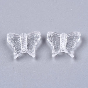 200pc Butterfly Transparent Acrylic Beads 13.5x15x5mm Hole: 1.6mm