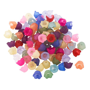 200pcs 10x6mm Frosted Acrylic Tulip Flower Beads Spacer Cap Jewelry Making