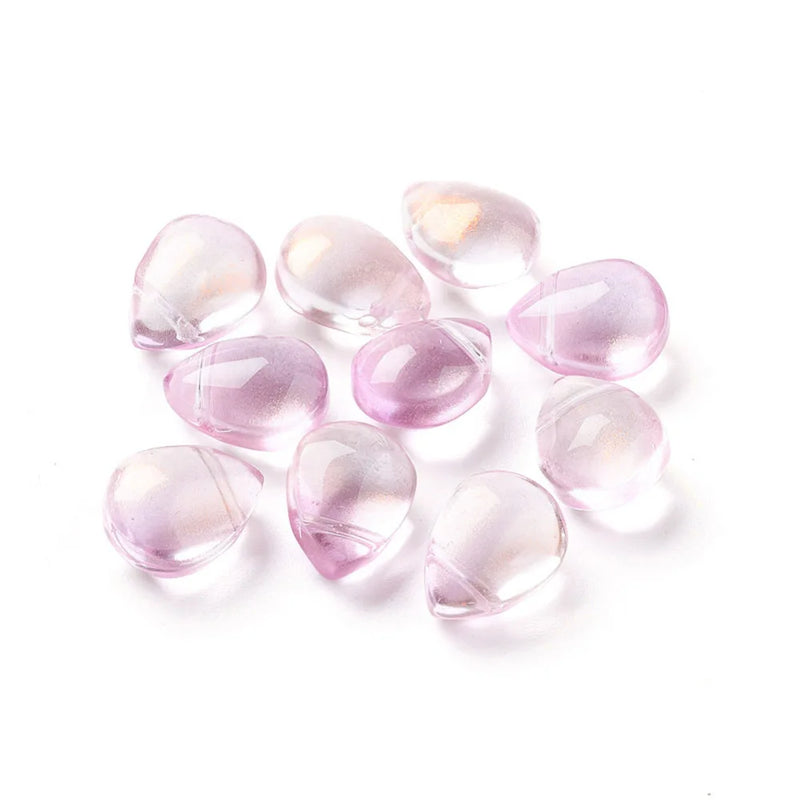 200pcs 12mm Glitter Glass Teardrop Beads for DIY Jewelry Making
