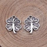 200pcs Antique Silver Four Leaf Clover Charms DIY Jewelry Findings