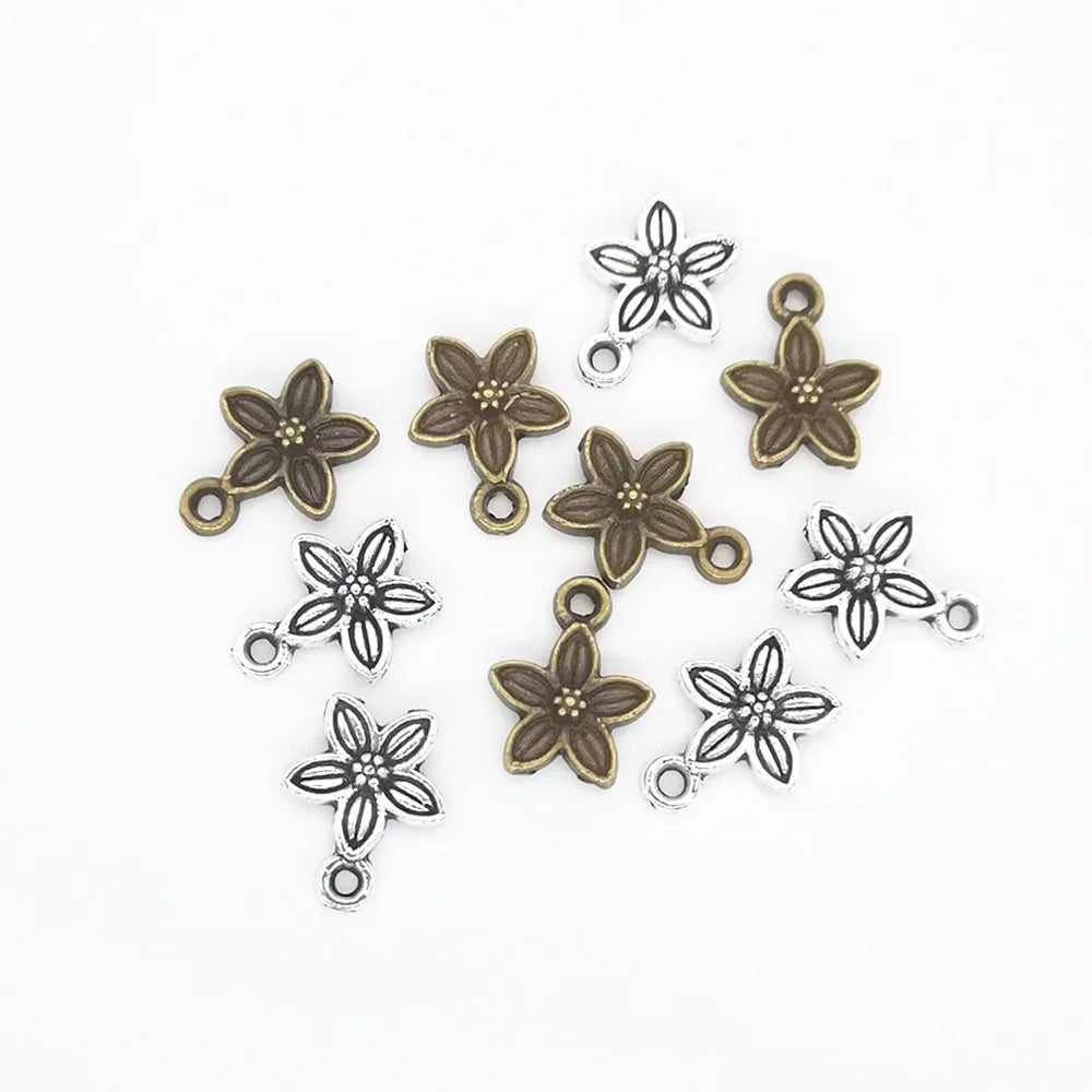 200pcs Antique Flower Charms for DIY Jewelry Making