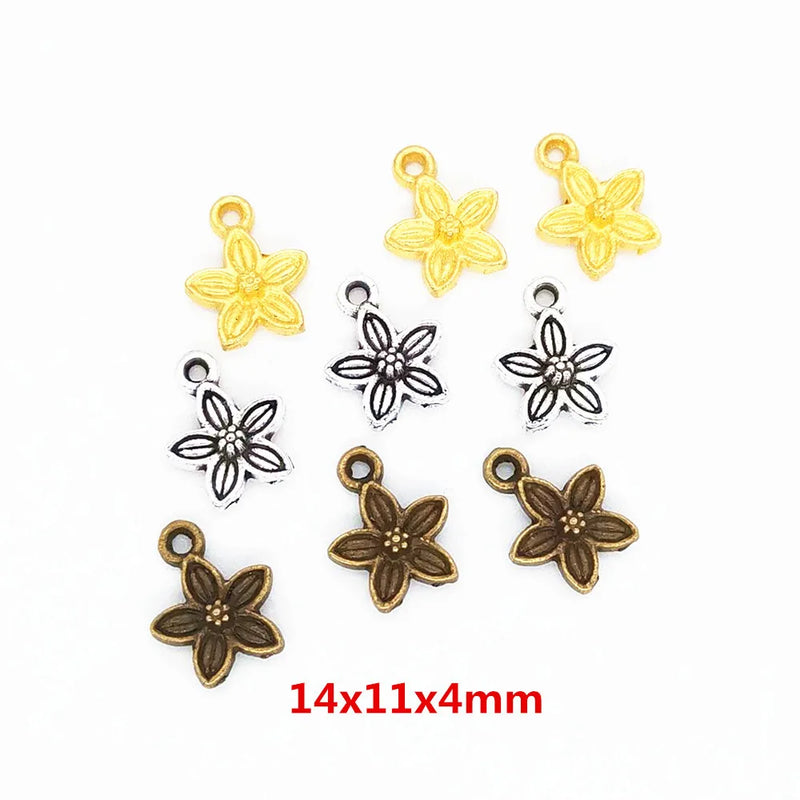 200pcs Antique Flower Charms for DIY Jewelry Making