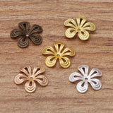 200pcs 15mm Metal Brass Flowers Base Filigree Bead Caps for Jewelry Making