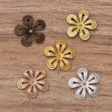 200pcs 15mm Metal Brass Flowers Base Filigree Bead Caps for Jewelry Making