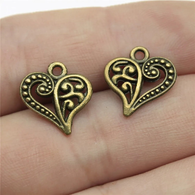 200pcs Small Heart Charm 15x14mm Tiny Heart Charm for Jewelry Making