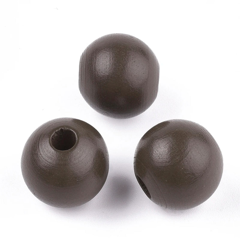 200pcs 16mm Wood European Beads Large Hole Round Spacer Beads 16x15mm