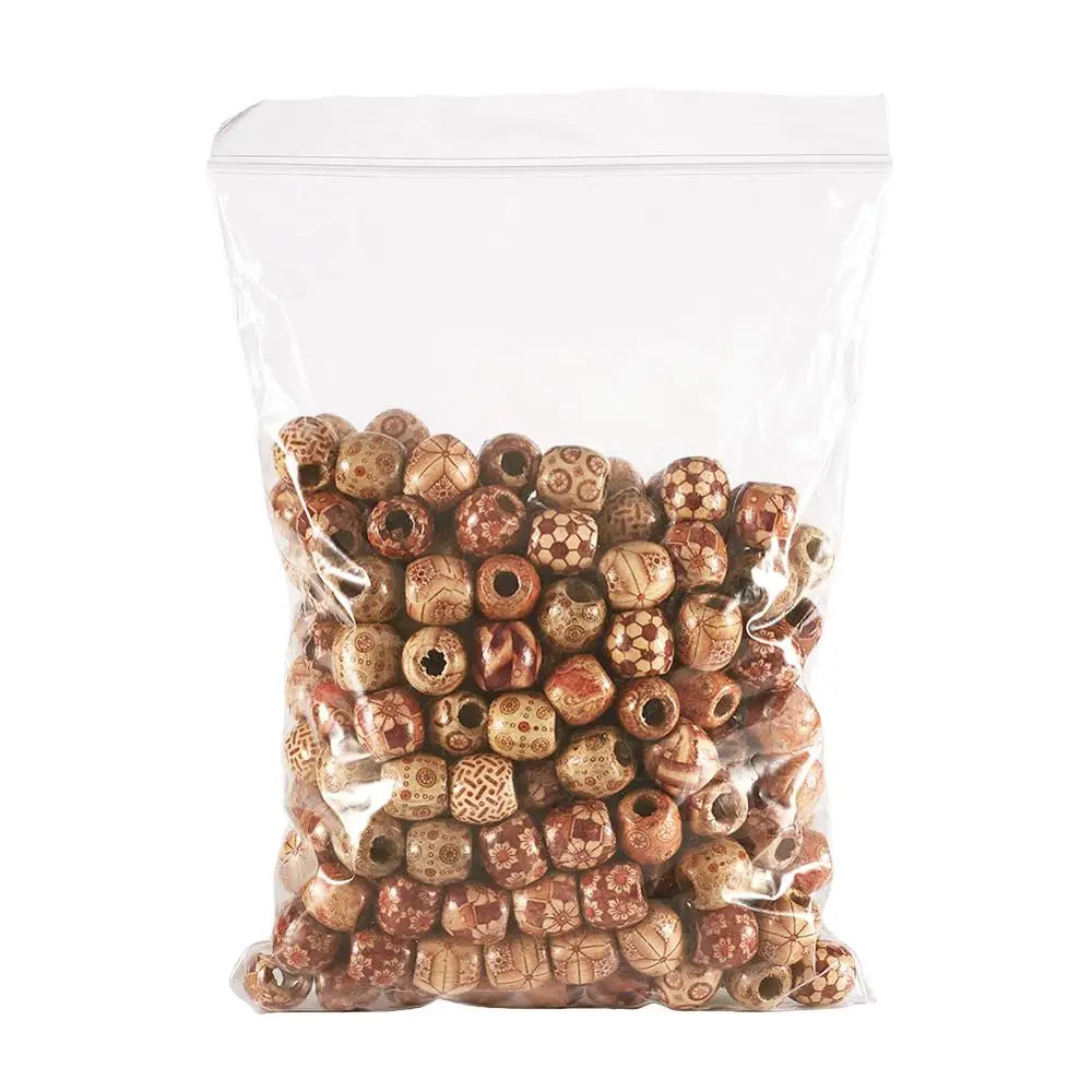 200pcs 16mm Natural Wooden Beads Big Hole Round Spacer Beads for Jewelry Making